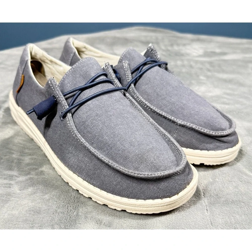 Hey Dude Wendy Chambray Shoes Womens 9 Gray Slip On Casual Loafer